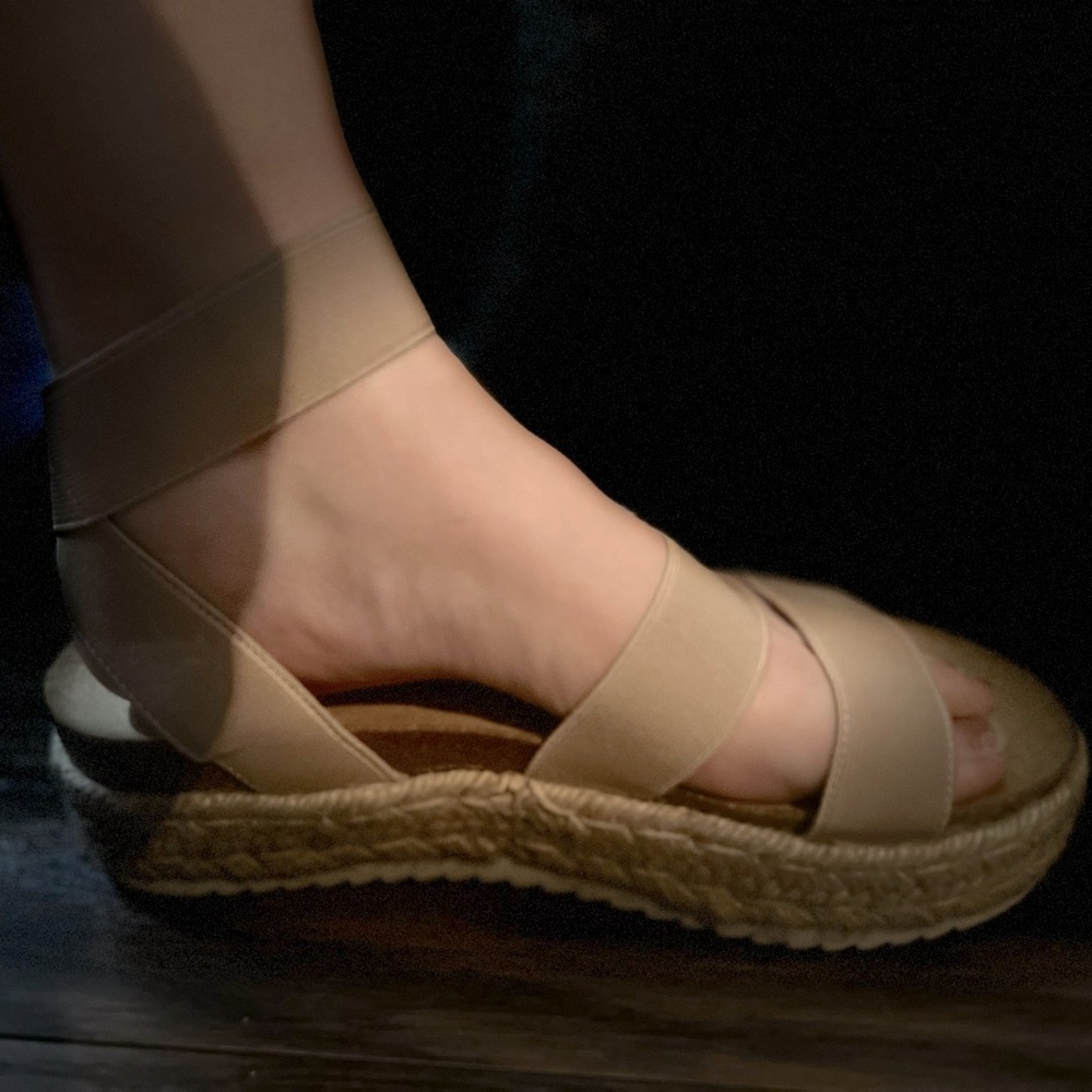 High wedged sandals cream/nude color